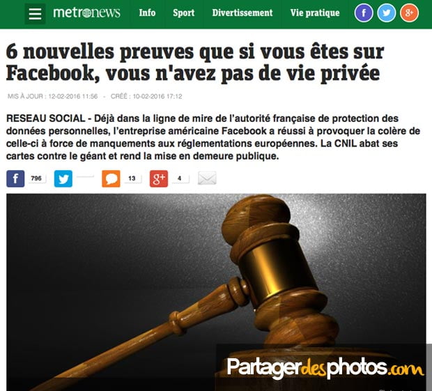 Attention si vous partagez sur Facebook car un compte privé n'empêchera pas un piratage de votre compte et de vos données.