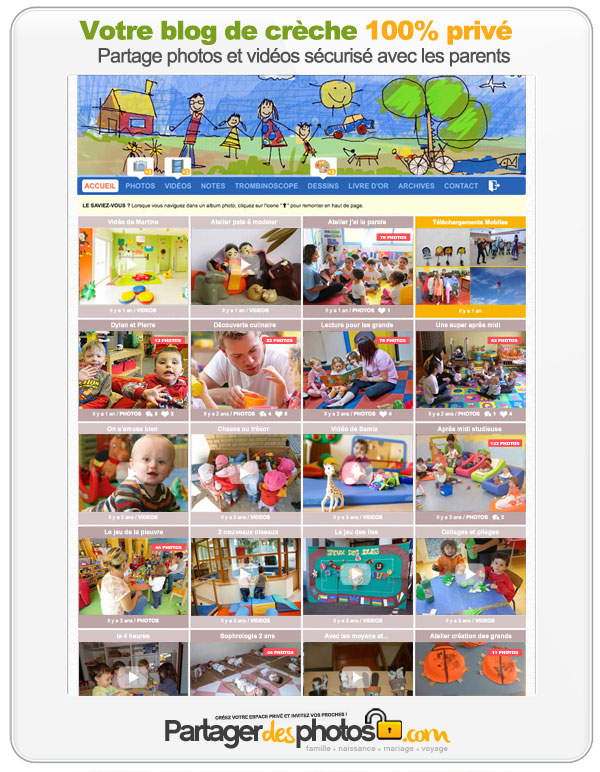 LE service de partage photos privé de crèche