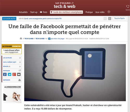 Une faille sur Facebook permettait de pénétrer dans n'importe quel compte, mais un compte privé